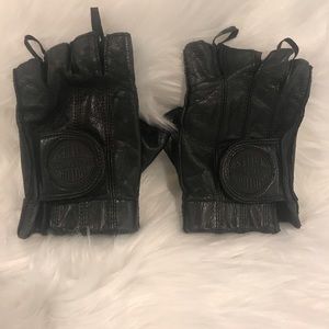 Harley-Davidson Black Leather Fingerless Gloves